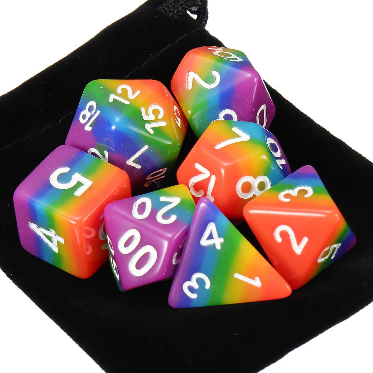 Rainbow Polyhedral Dice Set