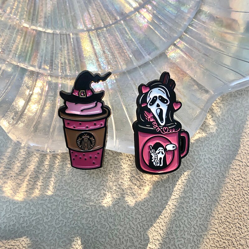 Halloween Pink Coffee Pins 