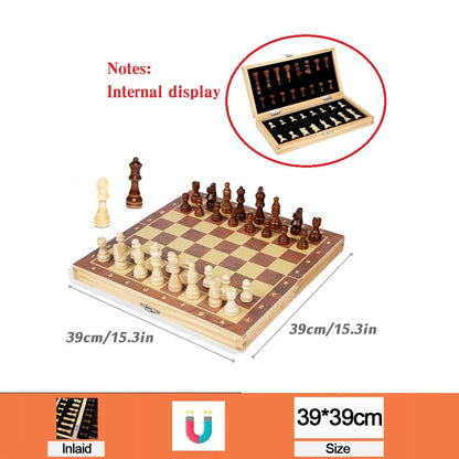 Large Magnetic Wooden Folding Chess Set