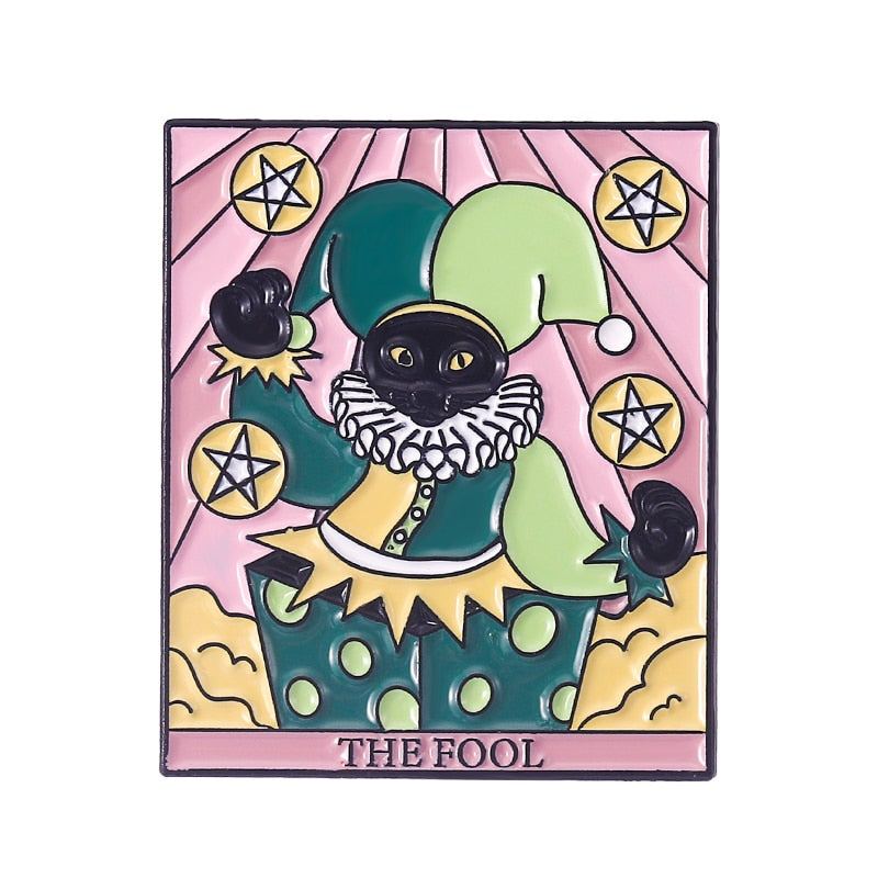 Tarot Card Enamel Pins Sun Moon Cat
