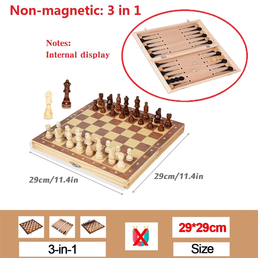 Large Magnetic Wooden Folding Chess Set