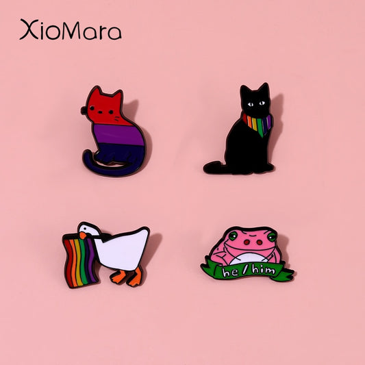 LGBTQ+ Animal Pride Flag Enamel Pins