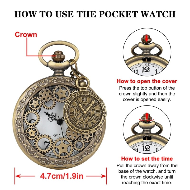 Steampunk Hollow Gear Quartz Pocket Watch