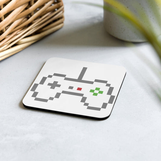 White Back Pixel Gaming Controller Cork-back Coaster