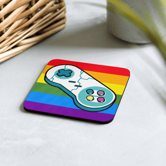 Rainbow Gamer Cork-back Coaster