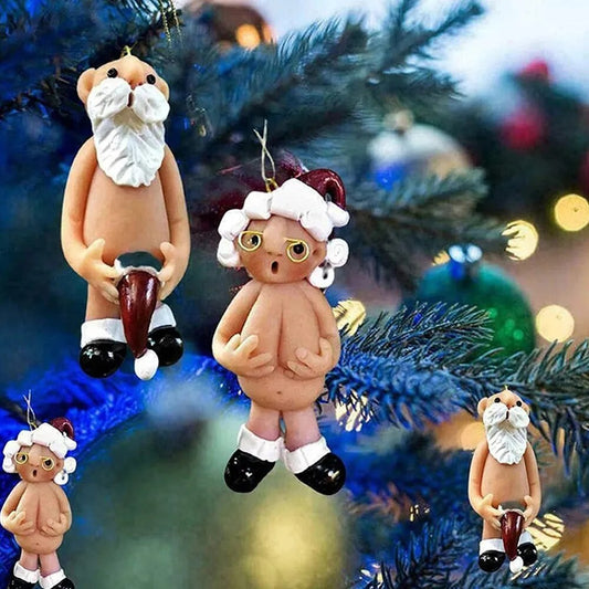 3D Christmas Tree Funny Naked Santa Claus Ornament