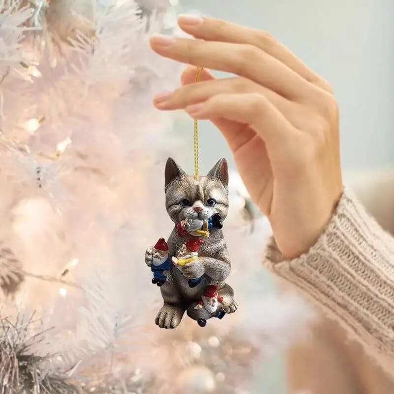 Christmas Tree Cat and Dragon Ornament