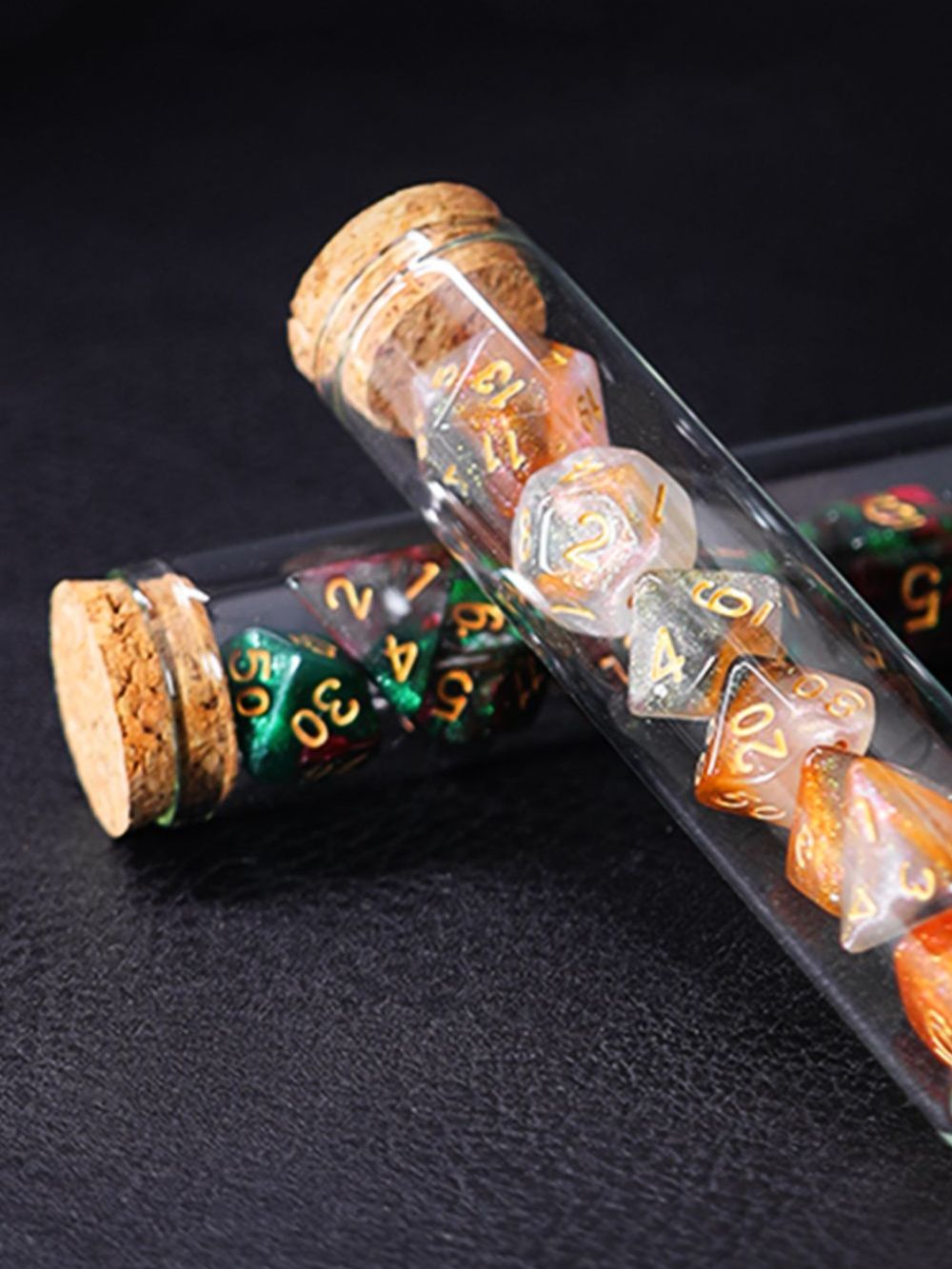 Polyhedral Table Top Acrylic Dice Set 7Pcs in Potion Flasks