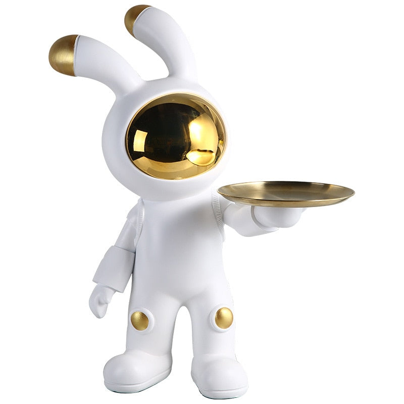 Space Bunny Statue with Tray