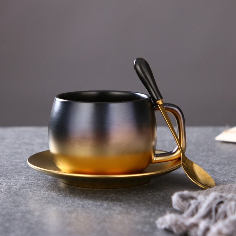 Luxury Black Gold Ceramic Coffee Cup