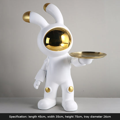 Space Bunny Statue with Tray