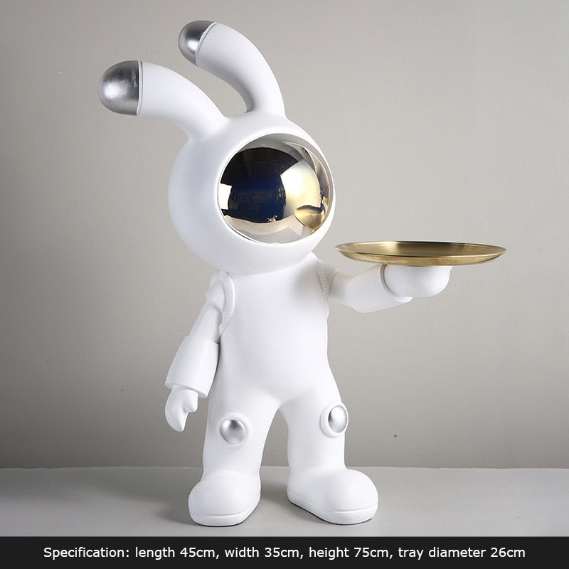 Space Bunny Statue with Tray