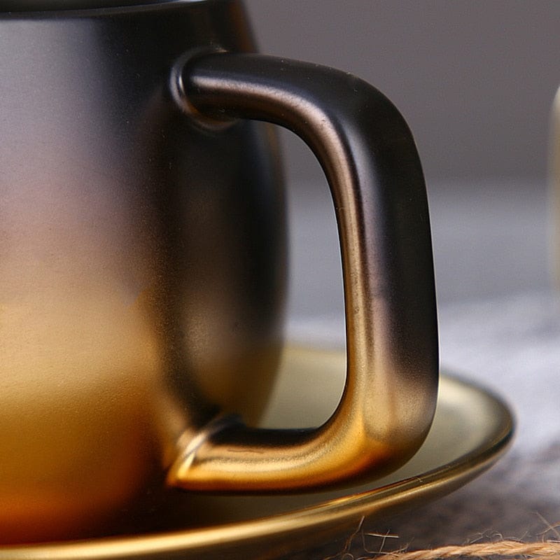 Luxury Black Gold Ceramic Coffee Cup