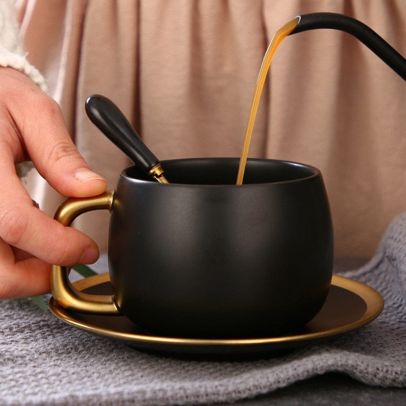 Luxury Black Gold Ceramic Coffee Cup