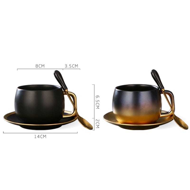 Luxury Black Gold Ceramic Coffee Cup