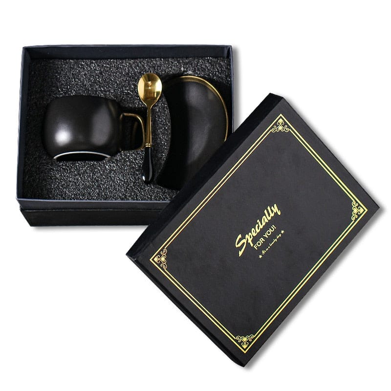 Luxury Black Gold Ceramic Coffee Cup