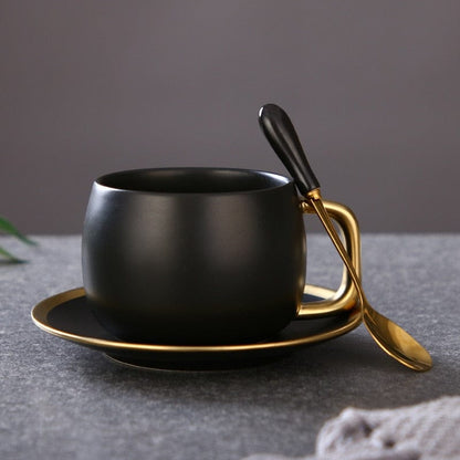 Luxury Black Gold Ceramic Coffee Cup