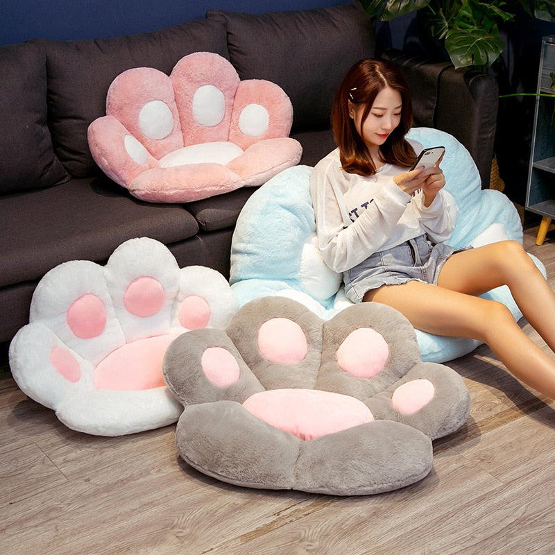 Cat Paw Back Pillows Plush Chair Cushion