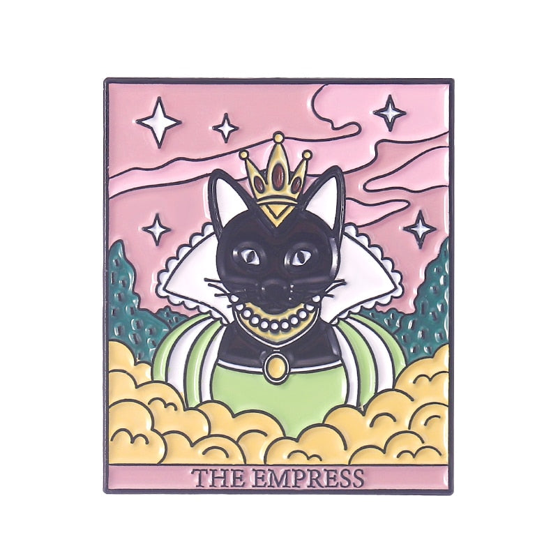 Tarot Card Enamel Pins Sun Moon Cat