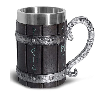 Tankard made of Faux Rune Carved Wood