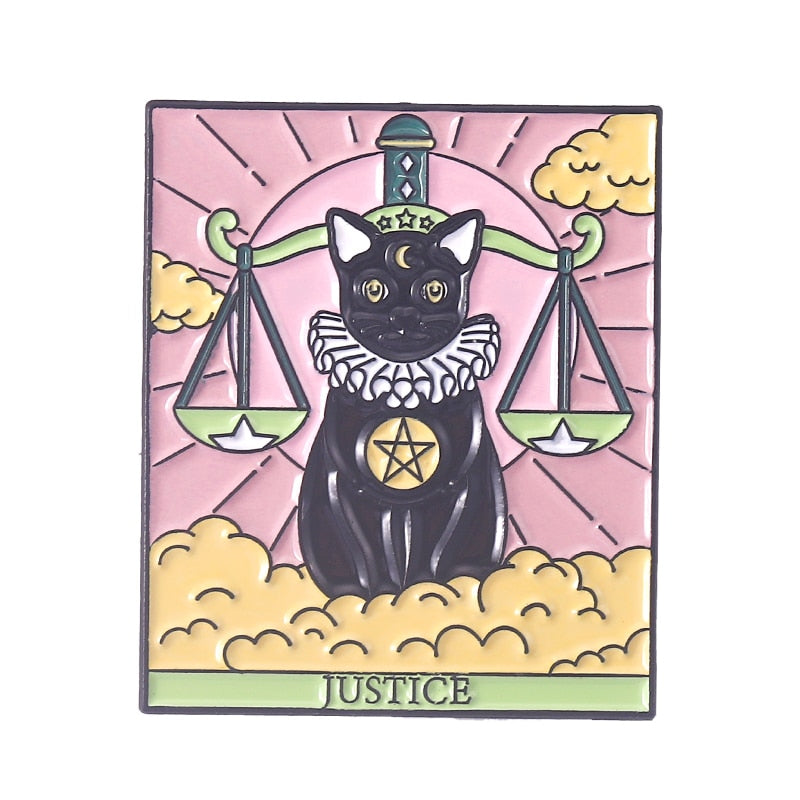 Tarot Card Enamel Pins Sun Moon Cat