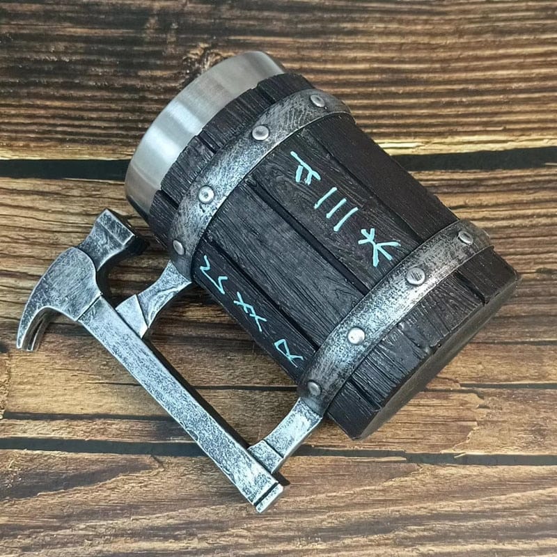 Tankard made of Faux Rune Carved Wood