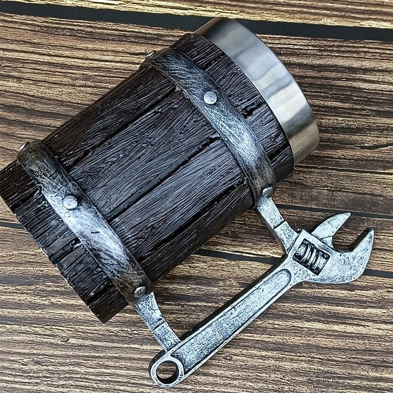 Tankard made of Faux Rune Carved Wood